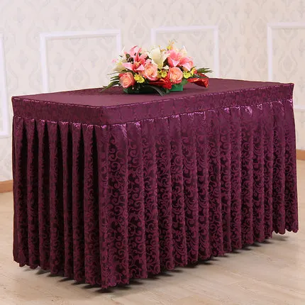 Custom-Made Hotel Table Skirting Meeting Wedding Banquet Check-In Table Buffet Thickening Jacquard Skirting Cover
