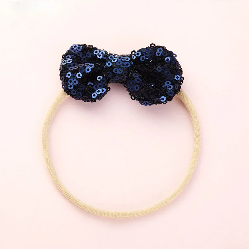 #11Fashion Shiny Baby Girl Nylon Elastic Headband Mini Ring Lace Bowknot Headdress Solid Color Newborn Baby Princess Headwear
