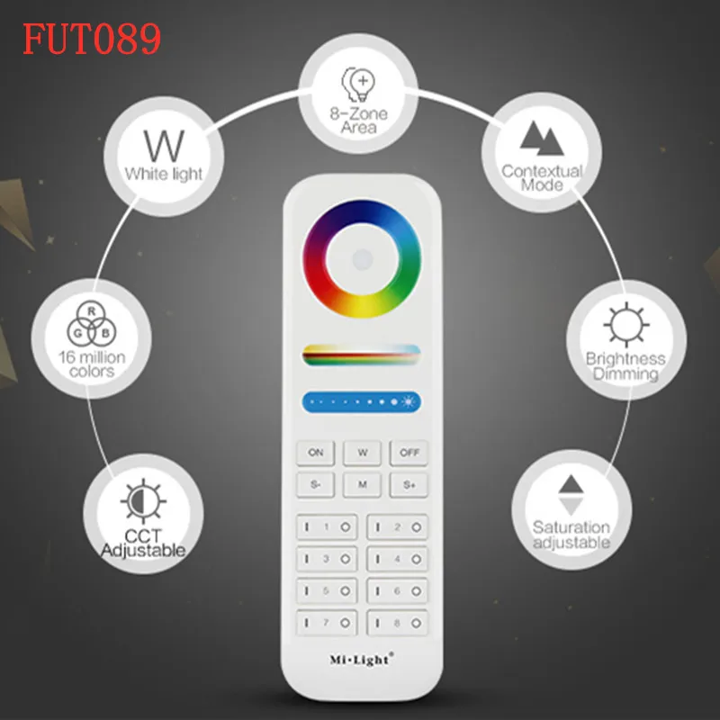 B8 настенный сенсорный Панель FUT089 8 Zone remote РЧ диммер LS2 5IN 1 smart led контроллер для RGB +