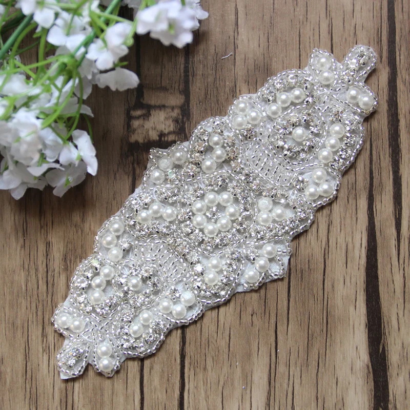 

Free Shipping 1 pcs 6'' Rhinestone Applique for Wedding Gown Bridal Applique Trimming Rhinestone Patch LSAP0901-1