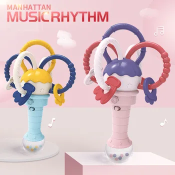 

Infant Newborn Grip Rod Rattle Toys Hanging Baby Carriage Stroller Hand Bell Stick Soft Teether With Music And Light Toddler Gif