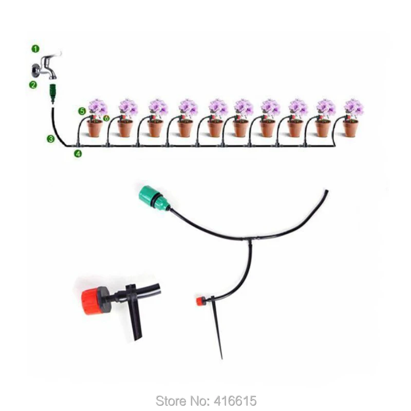 5 м+ 10x Регулируемый капельница DIY микро капельного орошения система завод автоматический самополив садовый полив Набор для полива растений