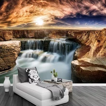 Пользовательские 3D обои стены рок водопад гостиная диван фон Настенный декор природа пейзаж фотообои Papel де Parede 3D