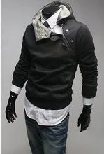 New autumn and winter 2016 men s fashion rabbit fur hooded coat British fashion oblique zipper