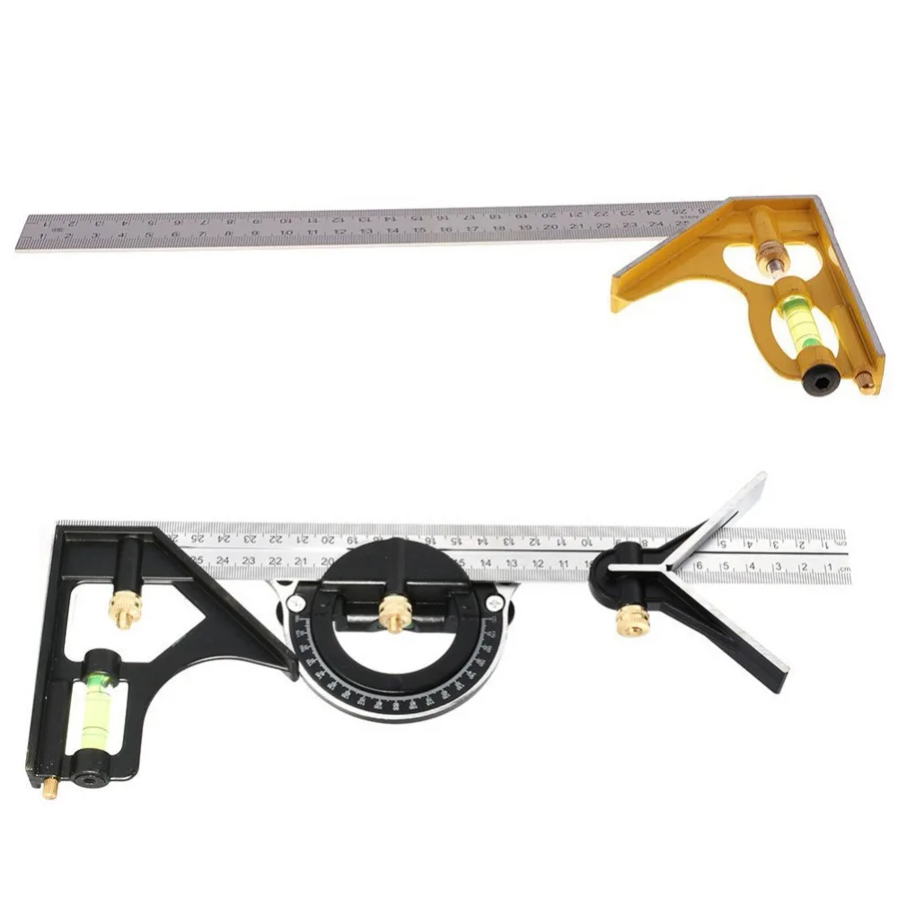 

12" Adjustable Engineers Combination Square Protractor Level SAE Measure Measuring Set Tools Universal Ruler Right Angle
