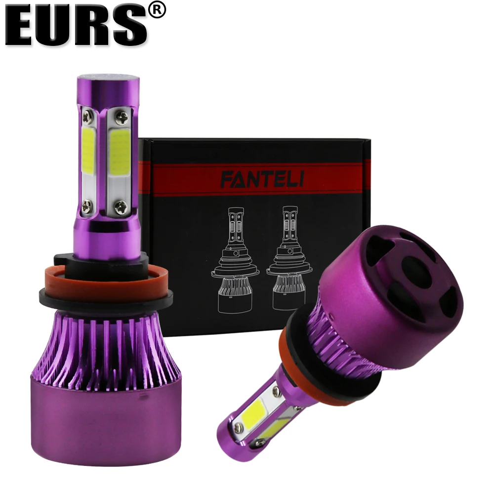 Eurs Beautiful color purple Brightness car light led 6000K 8000LM 80W