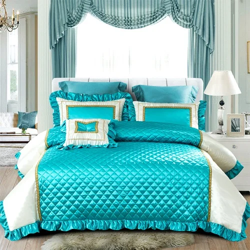 bedding set 4 Комплект постельного белья королевского размера, розовый, фиолетовый, Роскошный шелковый хлопковый пододеяльник, покрывало на кровать, свадебное покрывало, комплект, ropa de cama juego de cama - Цвет: bedding set 4
