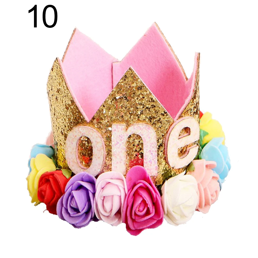 Повязка на голову с цветком и блестками для маленьких девочек; головной убор для дня рождения; украшение для малышей; повязка на голову; подарки для детей; номер От 1 до 3 лет - Окраска металла: 10