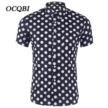 Плюс Размеры Гавайи в горошек Повседневное Пляжные рубашки Лето Для мужчин Модная одежда Camisas Para Hombre