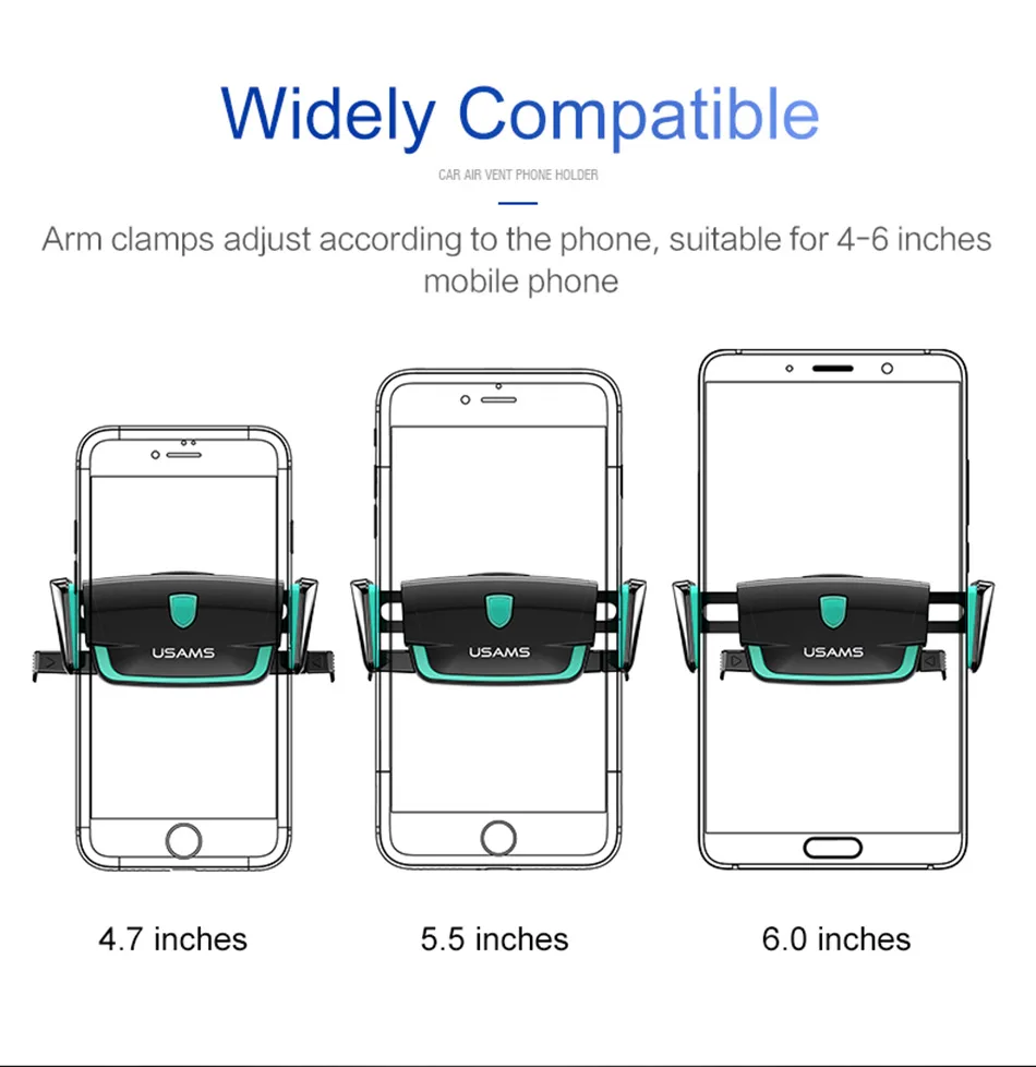 Автомобильная Подставка для телефона, USAMS, держатель для телефона в машину, 360 градусов, крепление на вентиляционное отверстие, эластичная подставка для iPhone XS max, автомобильный держатель