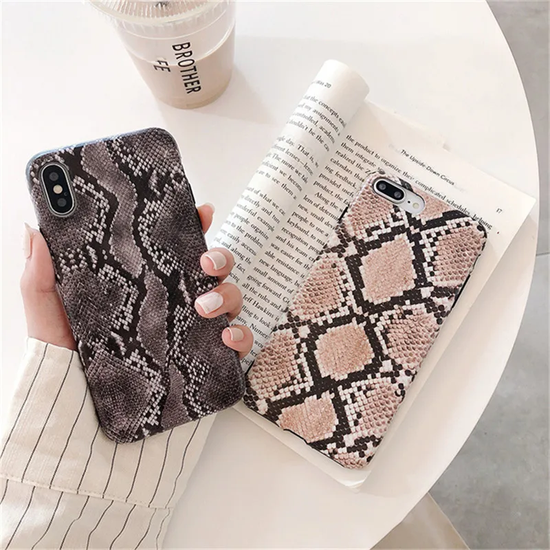 

Vintage snake skin phone case for iphone 7 case Matte soft tpu case for iphone 6 6s 7 8 plus X XR XS Max case capa