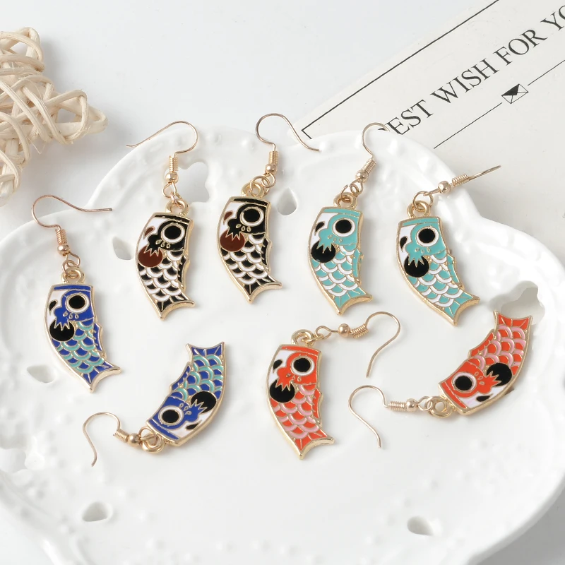 

Cute Childlike Fish Drop earrings Multicolor Metal Earrings for Women Girl Cartoon Animal Carp Dangle earring Fashion Jewelry