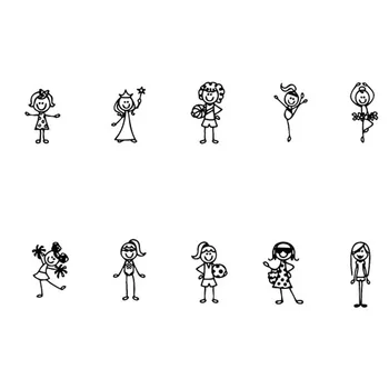 

Personalized Custom Girl Stick Figure Family Car Stickers Covering The Body Of Fashion Vinyl Decals Black C7-1423