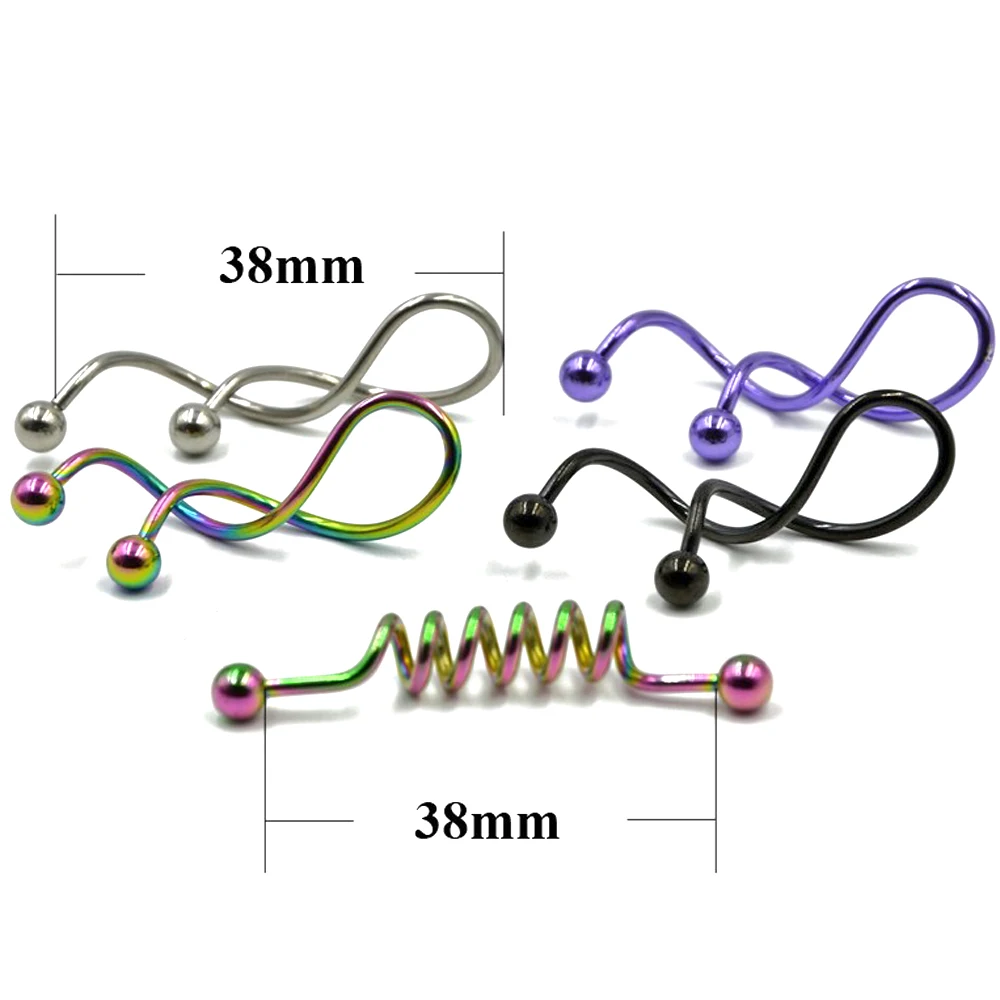 BOG-1PC спиральные ушные промышленные спиральные пупка кольцо штанги для пирсинга номбрил Ombligo серьги пирсинг ювелирные изделия 14 г
