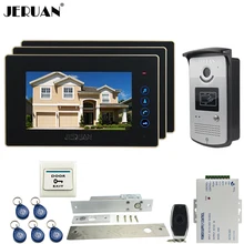JERUAN three desk 7“ Touch video doorphone intercom systemr+700TVL IR Night Vision camera+Electric Drop Bolt lock+FREE SHIPPING