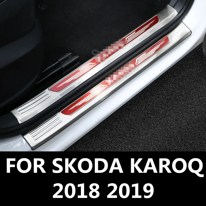 For SKODA KAROQ stainless steel welcome pedal refires door sill strip parts Interior decoration Auto Accessories