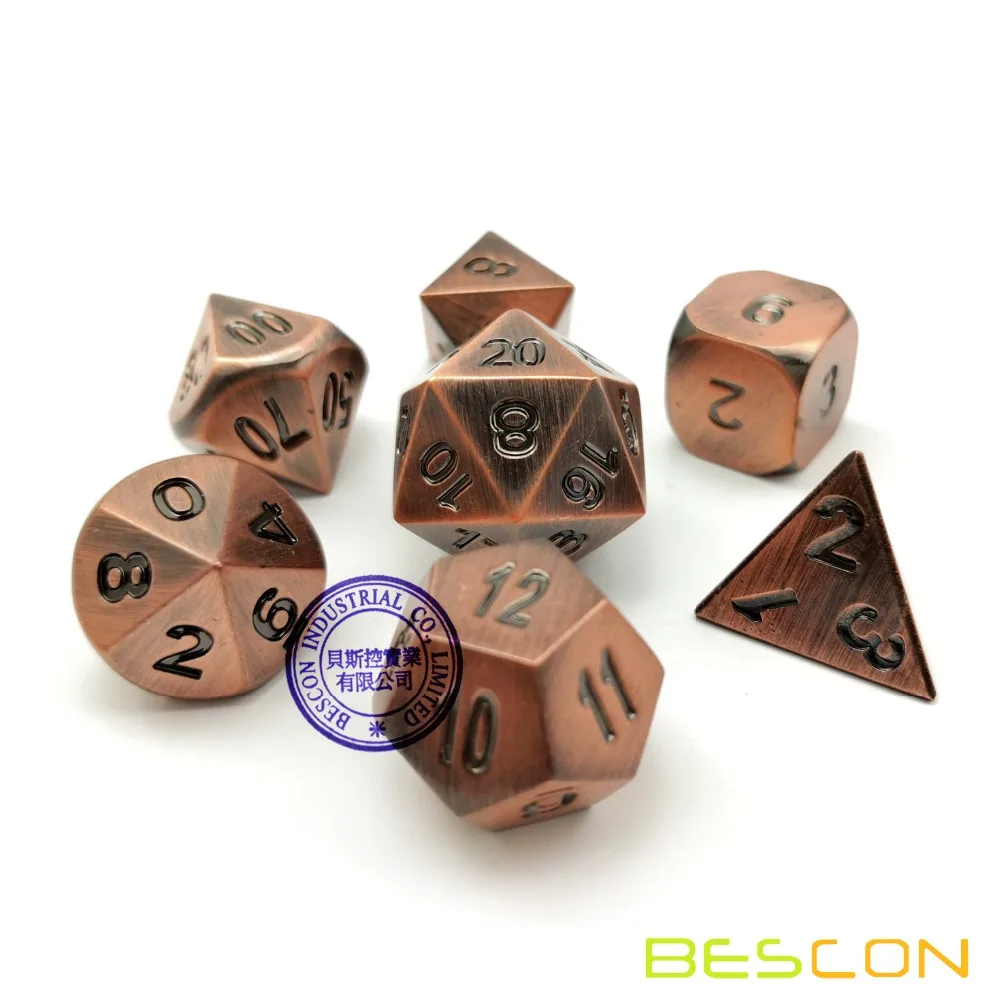 Bescon Heavy Duty Old Bronze Solid Metal Dice Set, Ancient Metallic Polyhedral D&D RPG Game Dice 7pcs Set 3