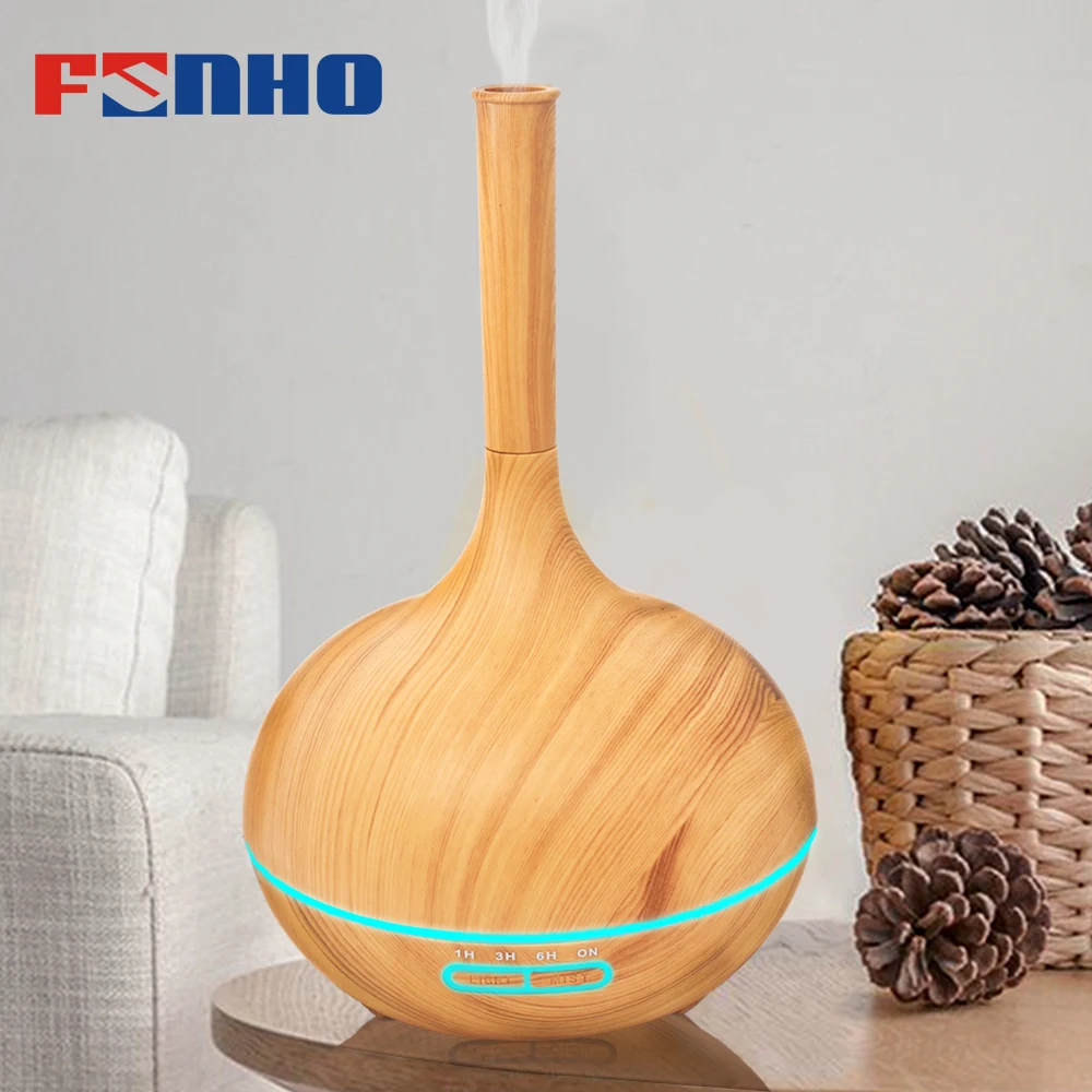 

FUNHO 400ml Aroma Air Humidifier Essential Oil Diffuser Aromatherapy Ultrasonic Wood Grain humidificador for Home Office 015