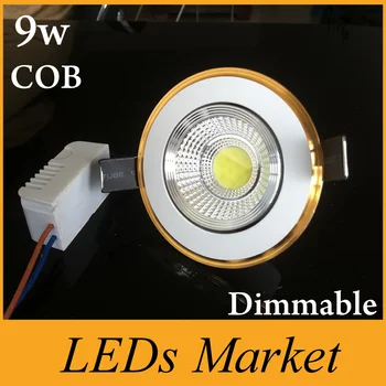 

New Arrvial 9w Led Cob Downlights Dimmable led recessed spot light AC 110-240v Warm/Cold White+Drivers 120angle CRI 85 CE UL