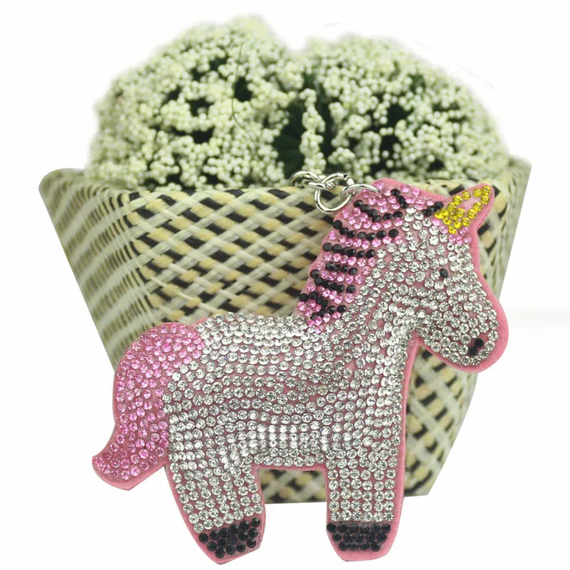 Luxury Winter Handbag Charm Glitter Crystal Horse Pendants 