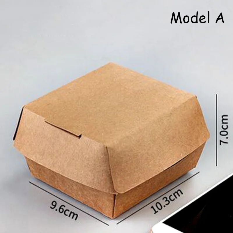 Пищевая крафт-бумажная коробка, одноразовый чехол, упаковочные коробки, коробка для картофеля фри, посылка, курица, бифштекс, упаковка для еды на вынос, сумка для собачки - Цвет: model A