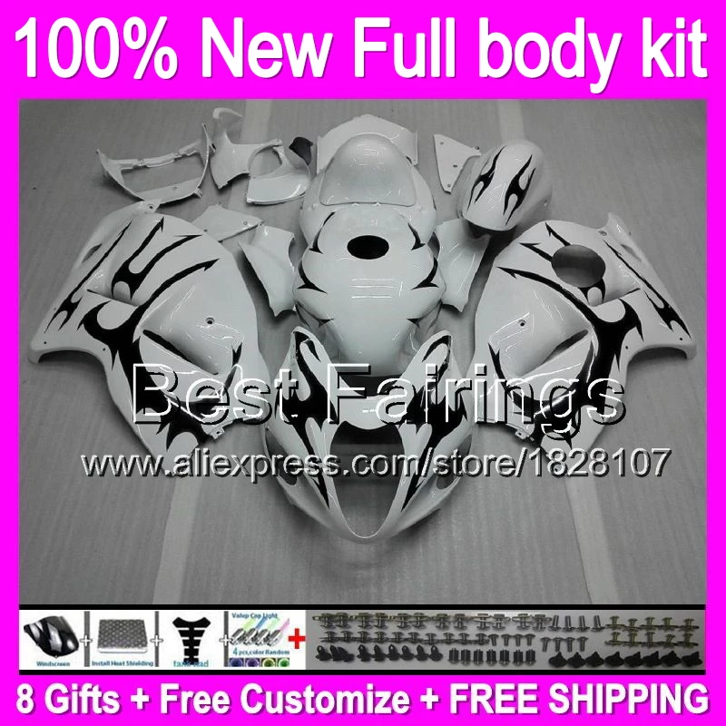 

Fairing For SUZUKI Hayabusa GSXR1300 96 07 1996 1997 1998 15B34 GSXR 1300 GSXR-1300 GSX R1300 Black white 1999 2000 2001 +Decal