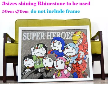 

5D Diamond Painting Doraemon Diy 5D Diamond Painting Cartoon Super Hero Full Embroidery 3 size Round Diamond Rhinestone 50*70cm