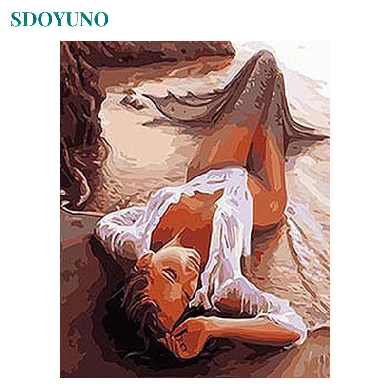 

SDOYUNO Sexy Painting By Numbers Mermaid DIY Gift Wall Pictures For Living Room Framed Home Decoration Modern Wall Art Canvas