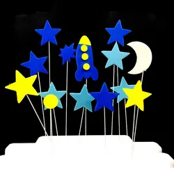1 компл. космической ракеты корабль Star Moon Sun торт Топпер выбирает кекс флаги украшения Дети пользу День рождения поставки