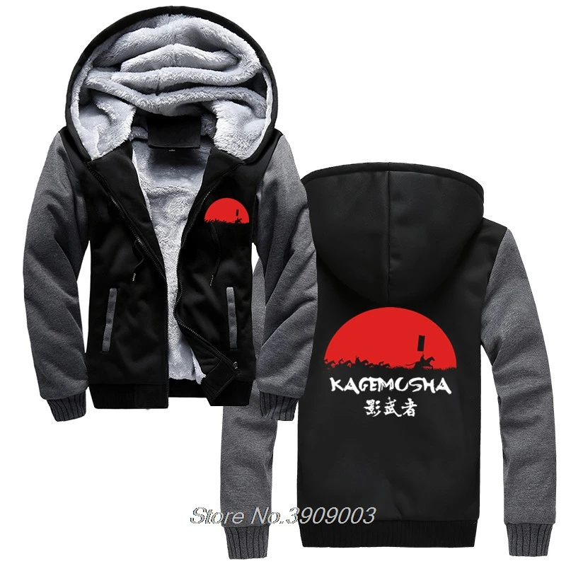 

winter Style Kagemusha Japan Vintage Eighties Takeda Tokugawa Nobunaga Samurai Hoodie Men Hot Sale Thick Sweatshirts