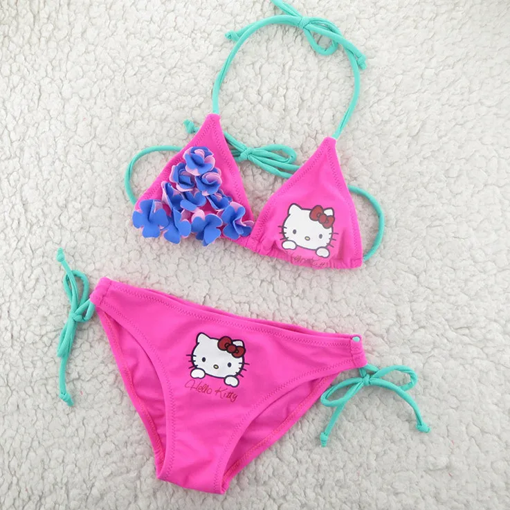 Милый детский купальник hello kitty Новинка 2014 года летний раздельный из двух