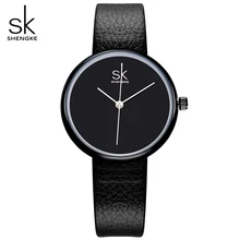 SK New Fashion Women Luxury Brand Watches Ladies Leather Classic Black Watch Simple Women s Quartz