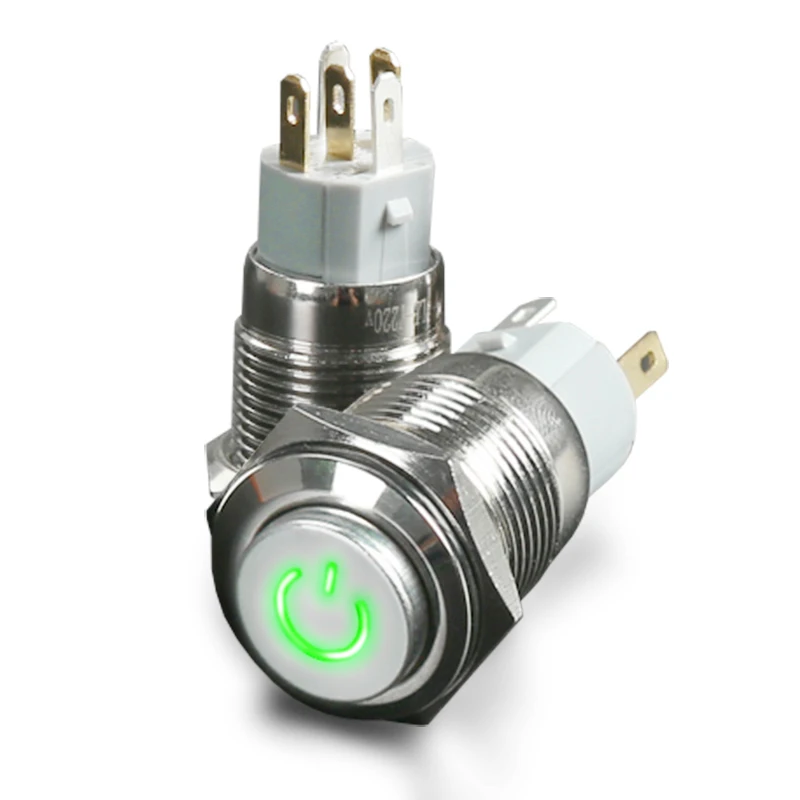 19mm metal button switch power since reset circular switch waterproof