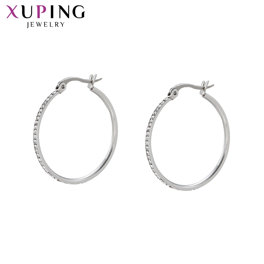 

Xuping Personalized Elegant Big Hoop Earrings Stainless Steel Jewelry Charms Styles Birthday Party Ladies Gifts S180.2-E-588