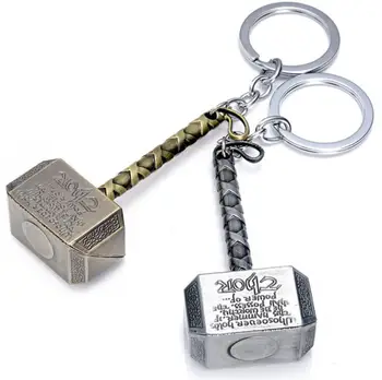 

Avengers 3 Marvel Thor's Hammer Mjolnir Keychain Toys Silver Metal Thor Odinson Hammer Keyring Key Chain Kids Toys