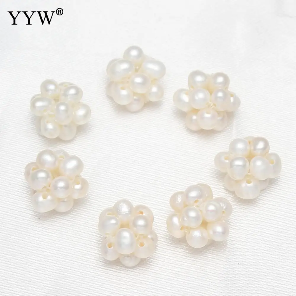 

white natural pearls beads for making finding Cultured Ball Cluster Pearl Beads Freshwater Pearl Potato Natural White 12mm