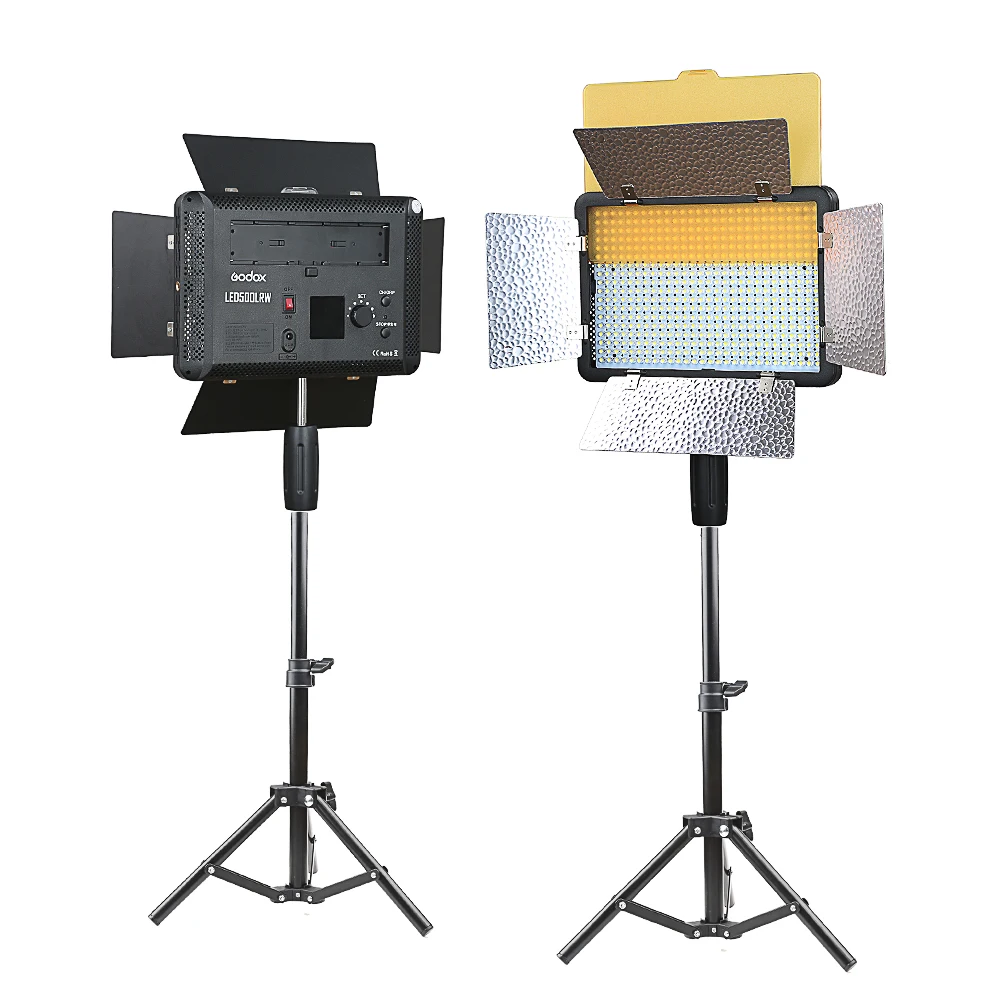 US $383.35 2X Godox LED500LR 5600K Studio Video Light W ReflectorsRemote Controller80cm 14 Screw Light Stand For Photography