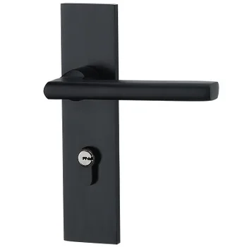 

Black solid space aluminum door locks Continental bedroom minimalist interior door handle lock cylinder security locks Packages