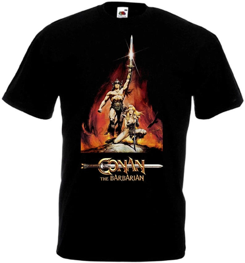 

Conan The Barbarian V2 T-shirt Black Poster All Sizes S-3XL Short Sleeve Cotton T Shirt Man Clothing Light