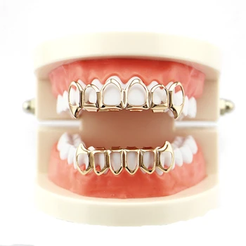 

Entertainment Dental Braces Hip Hop Solid Color Teeth Top Or Bottom Tooth Grill Set Electroplate Hollow Vampire Braces Grill