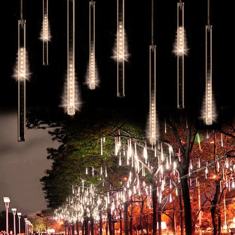 

EU Plug Multi-color 30CM 50CM 80CM Meteor Shower Rain Tubes LED Christmas Lights Wedding Garden Xmas String Light Outdoor