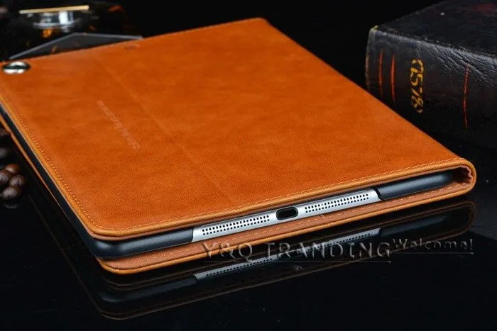 Luxury Genuine Case for iPad Leather Case Retro Business Cover Wallet Smart Cover for iPad (2)