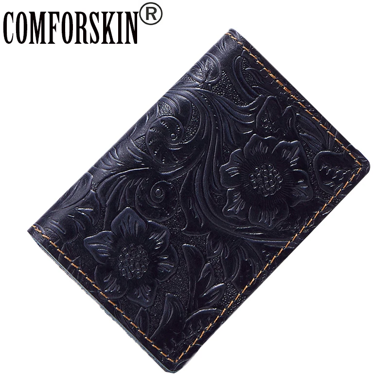 

Guaranteed The First Layer Of Cow Leather Vintage ID Card Case Wallet Brand Embossing Credit Card Holder For Women 2017 Hot Sale