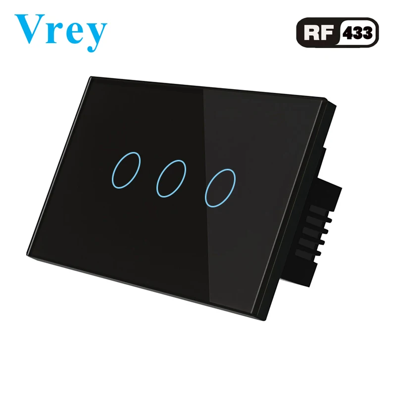 Vrey US стандартный сенсорный выключатель 3 комплекта, поддержка RF433 пульт дистанционного управления, умный настенный выключатель, интеллектуальный сенсорный светильник