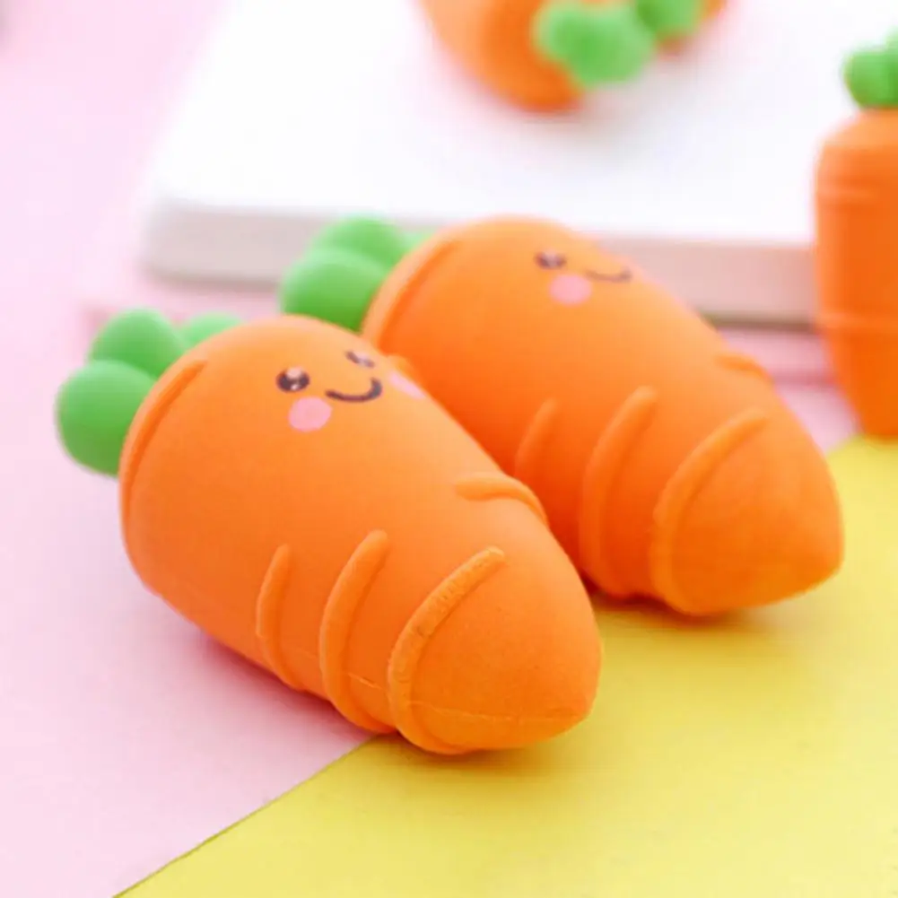 3Pcs Mini Carrot Cute Rubber Erasers Gift Stationery for Children Kids
