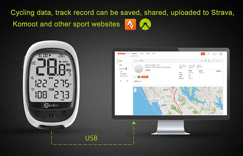 Meilan GPS велокомпьютер велосипедный GPS Спидометр M3 скорость Высота DST время езды беспроводной водонепроницаемый велосипедный компьютер
