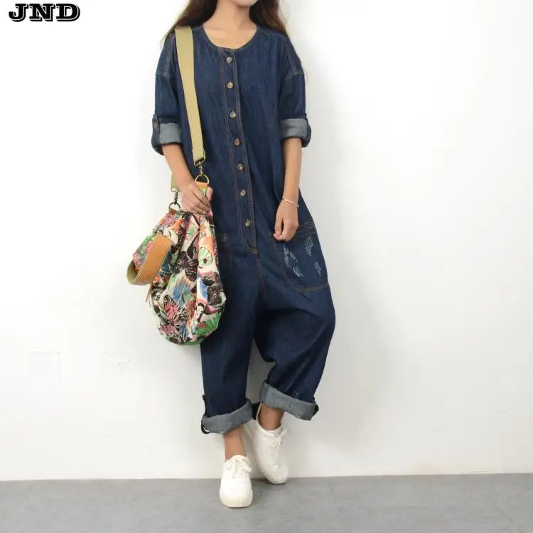 Free Shipping 2017 New Fashion Denim Jumpsuit Bib Pants Trousers Jeans Long O-neck Jumpsuits With Pockets Plus Size Pants Women цена Free Shipping 2017 New Fashion Denim Jumpsuit Bib Pants Trousers Jeans Long O-neck Jumpsuits With Pockets Plus Size Pants Women цены онлайн