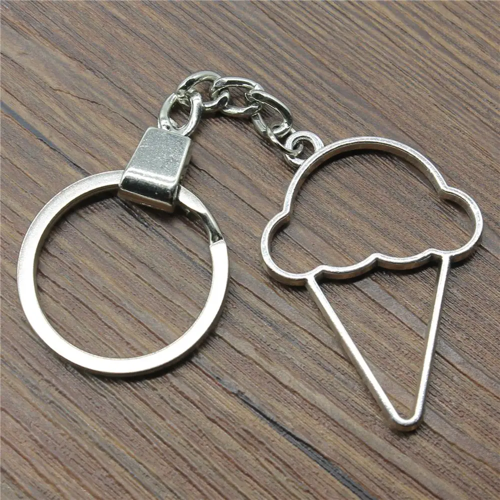 

Key Chain Party Gift Keychains Dropshipping Jewelry 46x32mm Ice Cream Metal Frame Antique Bronze Antique Silver Key Rings