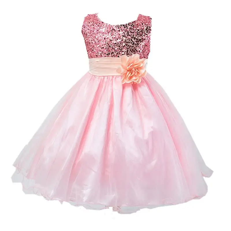 Коллекция года, платье для девочек элегантное праздничное платье принцессы для подружки невесты Детские платья для девочек, свадебное платье, детская одежда для детей возрастом 4, 6, 8, 10, 14 лет - Цвет: Pink