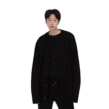 Men Fashion Casual Loose Sweater Cardigan Coat Male Pink Black Blue Brown Long Sleeve Knitted Sweater Overcoat Knitwear